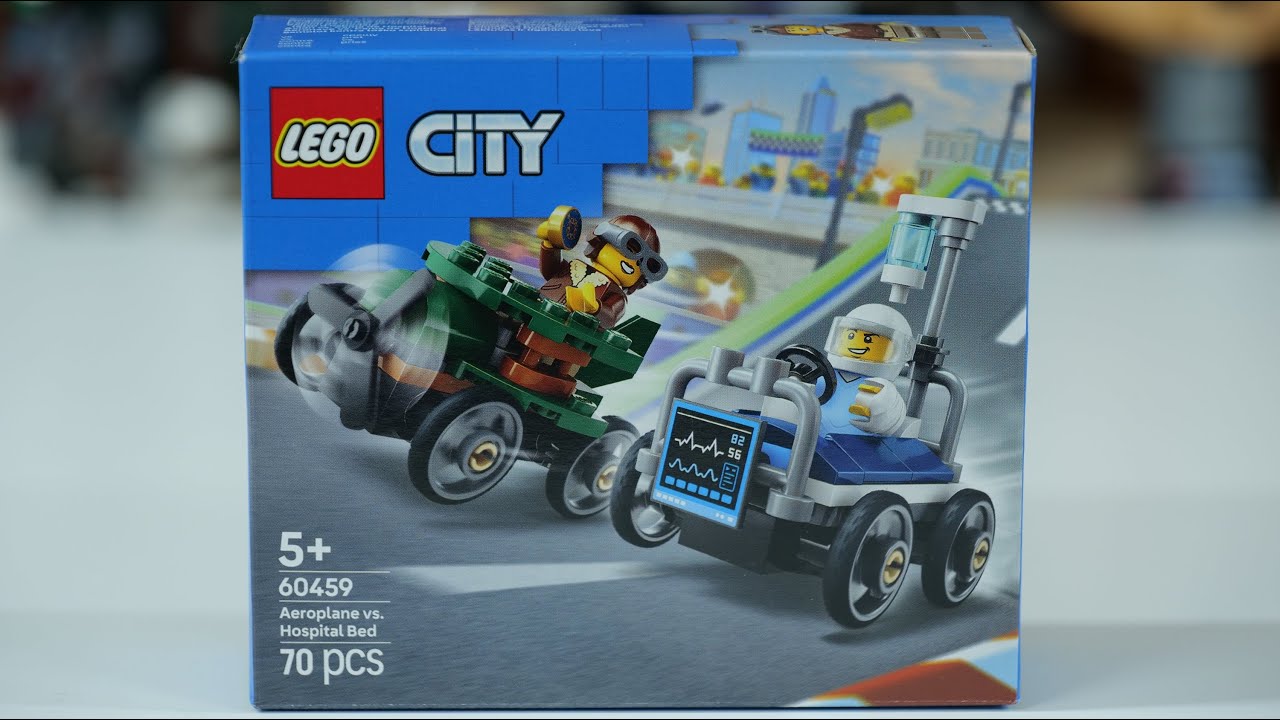 LEGO City 60459 חבילת מכוניות מרוץ מטוס נגד מיטת בית חולים - סקירת LEGO Speed Build