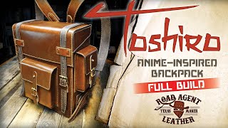 Making an animeinspired 'Toshiro' leather backpack satchel leathercraft ASMR