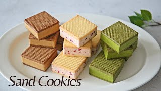 ENG)🍓🌿☕ Sand cookies : Strawberry, Matcha, Coffee│Brechel