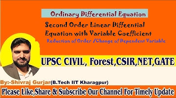 53.ODE: Change of Dependent Variable |Reduction of Order | 2nd Order Differential Eq variable Coeff
