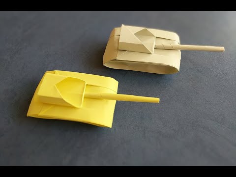 Простой танк из бумаги оригами. Поделка на 9 мая или 23 февраля. How to make a tank out of paper