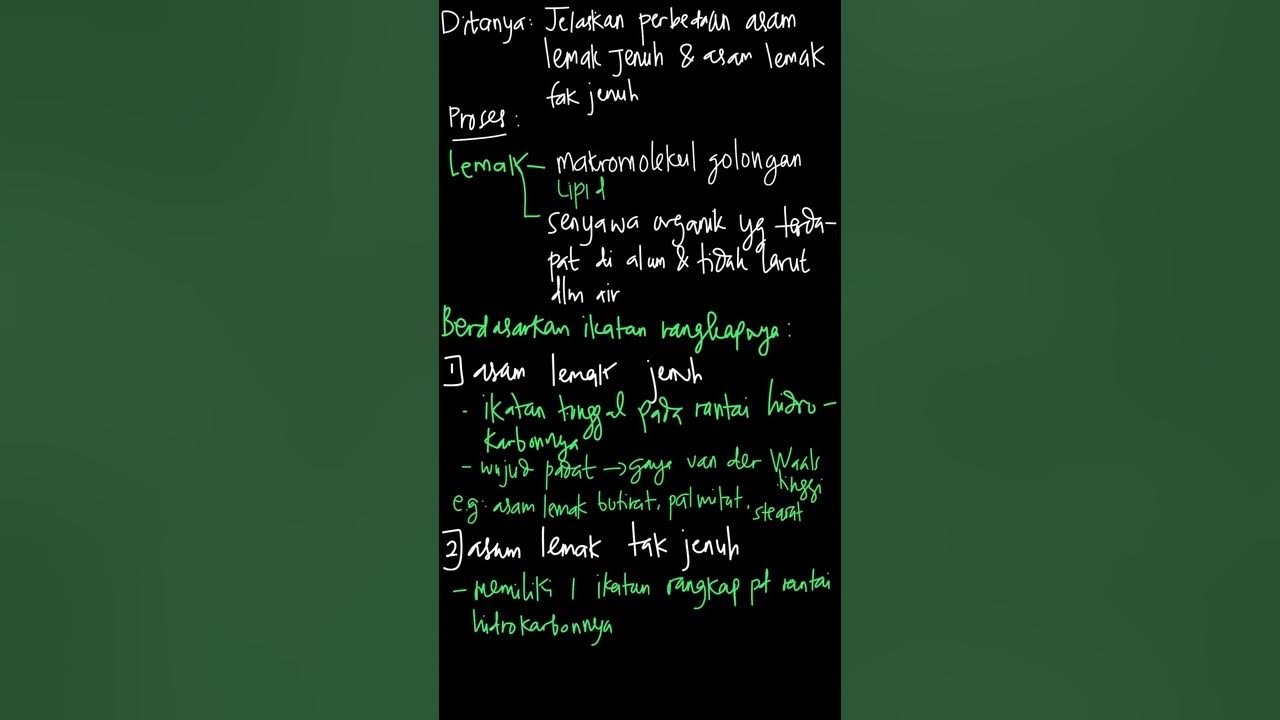 Jelaskan perbedaan asam lemak jenuh dengan asam lemak tak jenuh | Kimia