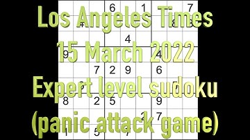Sudoku solution – Los Angeles Times sudoku 15 March 2022 Expert level