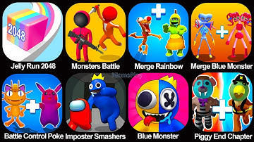 Merge Master Blue Monster, Merge Rainbow Piggy End Period, Merge Rainbow Friends Monster