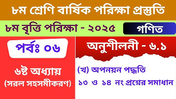 ৮ম শ্রেণির গণিত অনুশীলনী - ৬.১  class 8 math chapter - 6.1 (part-6)