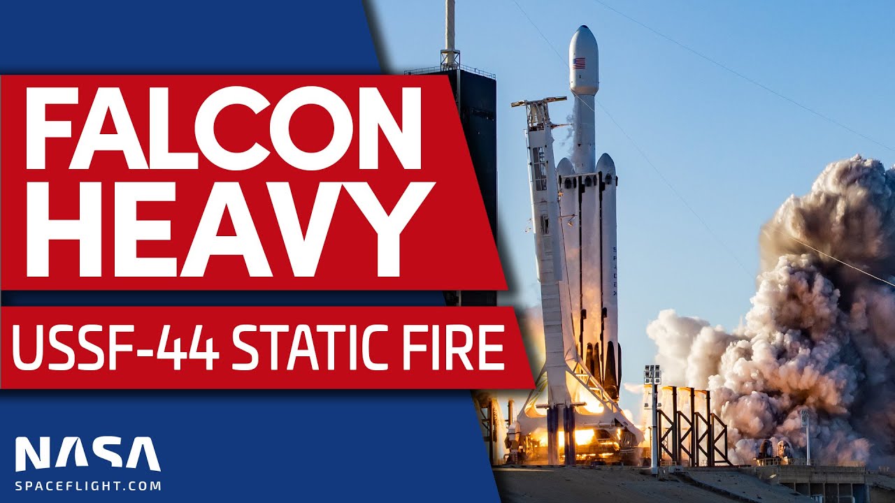 Falcon Heavy Static Fire Ahead Of Ussf 44 Mission Youtube
