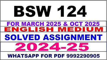 BSW 124 solved assignment 2024-25 in English || bsw 124 solved assignment 2025 || bsw124 2024-25