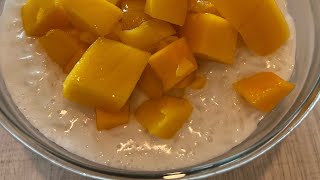 Breakfast 🍳 /Rice 🍚 porridge with coconut 🥥 milk 🥛 and mango 🥭