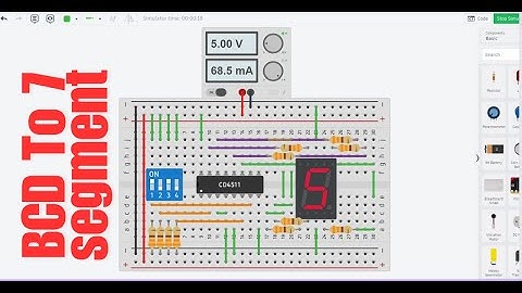BCD to 7 segment display using Tinkercad