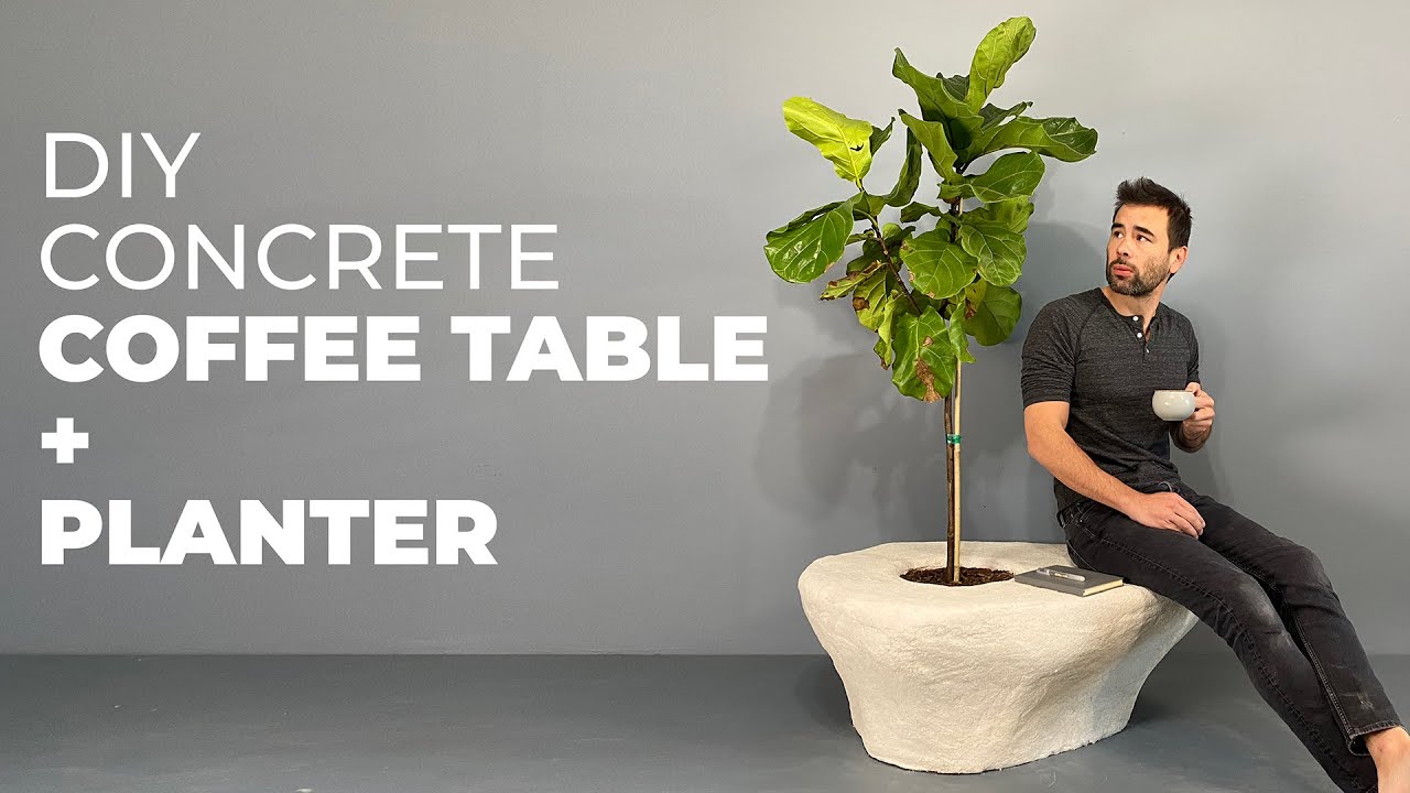 DIY Concrete Planter Coffee Table Combination