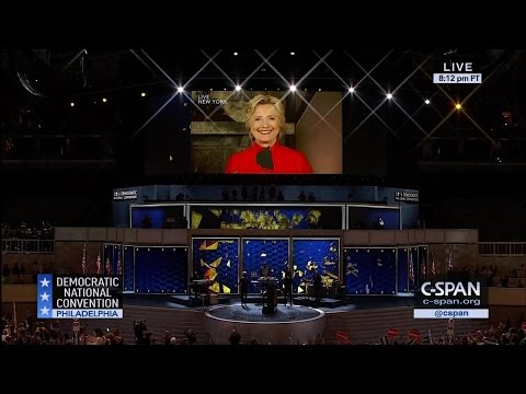 Hillary Clinton shatters glass &amp; gives remarks to Democratic National Convention (C-SPAN)