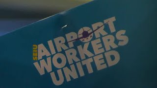 CLT Airport service workers strike for better pay, respect