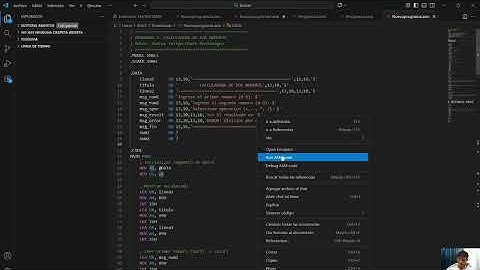 Visual Studio Code con la extensión  MASM/TASM