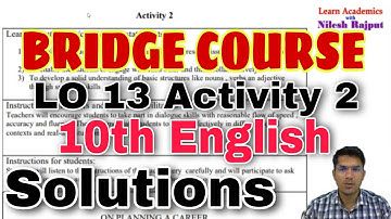 BRIDGE COURSE ENGLISH CLASS 10|LO statement 13, #setuactivity #setuenglish #setusolutions