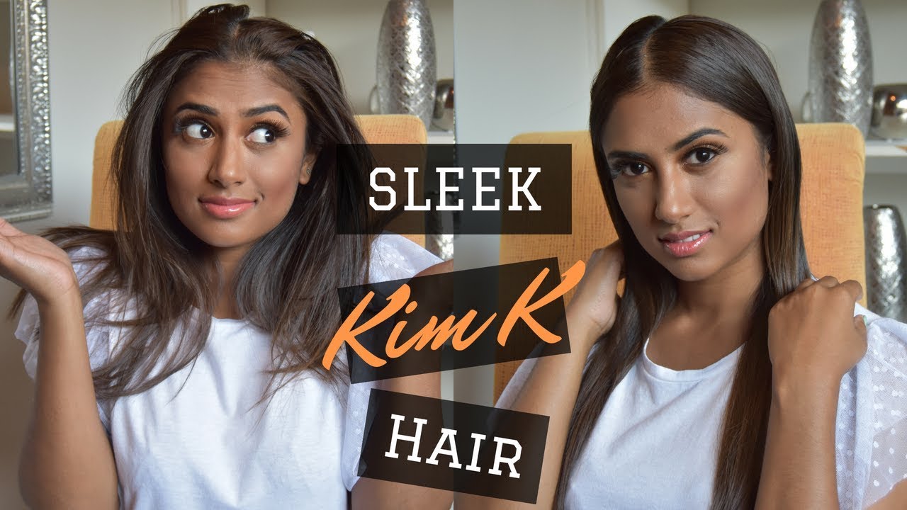 Sleek Middle Part Hair Tutorial Inspired by Kim Kardashian & Miss