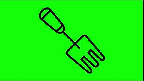 Animated Garden Fork Icon on Green Screen With Pop-up Sound