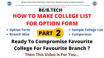BE/B.Tech | How To Make College List For Option Form | Part - 2 | Option Form Filling