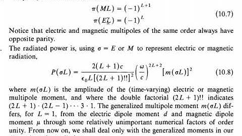 10.4 Gamma decay. Selection rules