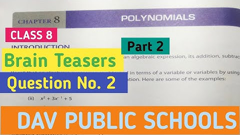 DAV Class 8 Maths chapter 8 Brain Teasers ( Q.No. 2 ) || Polynomial || @madhubanclasses