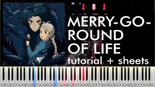 Howl&#39;s Moving Castle - Merry-Go-Round of Life - Piano Cover - Piano Tutorial