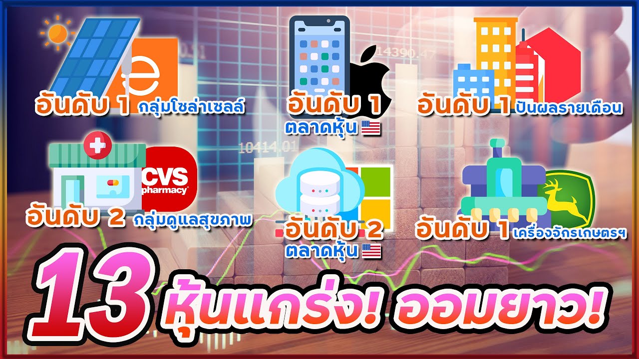 รวมคลิปรีวิว 13 หุ้นอเมริกาสุดแกร่ง! สำหรับนักลงทุนระยะยาว!! วางเงินถูกที่ มี Passive Income #SP500