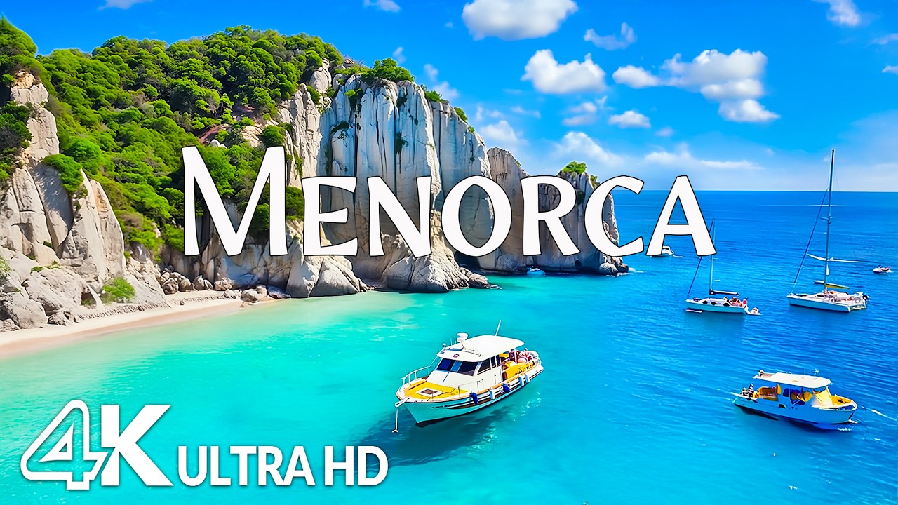 Menorca, Balearic Islands 4K – White Cliffs, Turquoise Calas & Spanish Paradise | Relaxing Music