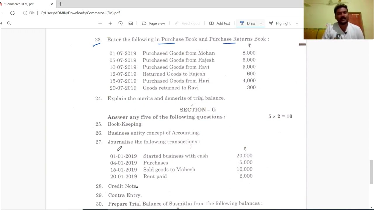 Ap Inter 1st Year Previous Commerce Paper 2021 | Model Paper |