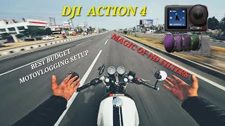 Budget Motovlogging setup under 25000 Dji action 4 cinematic motovlog Ndfilters magic ✨️ #dji #gt650