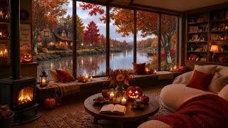 Cozy Autumn Midnight Lakeside 🍂 Soft Jazz Piano, Rain Sound & Halloween Vibes for Sleep screenshot 1