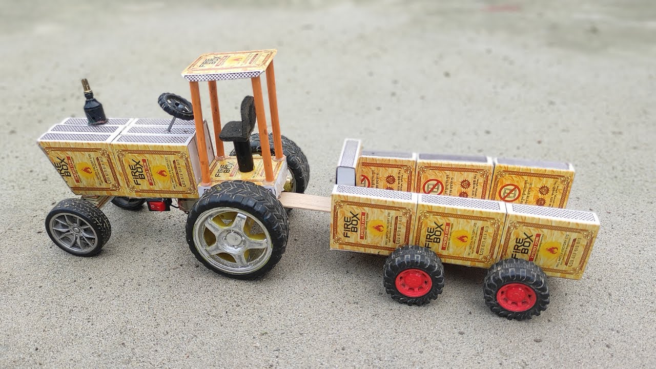 How to make matchbox tractor at home | Diy Mini tractor | Mini Tractor Science Project