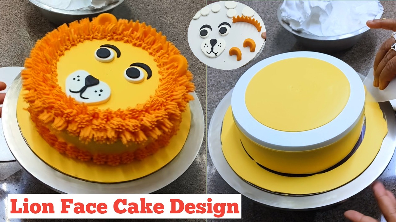 Lion Face Cake Design | Whipped Cream Cake Design | Lion Face Cake Decoration | Cake Decorating