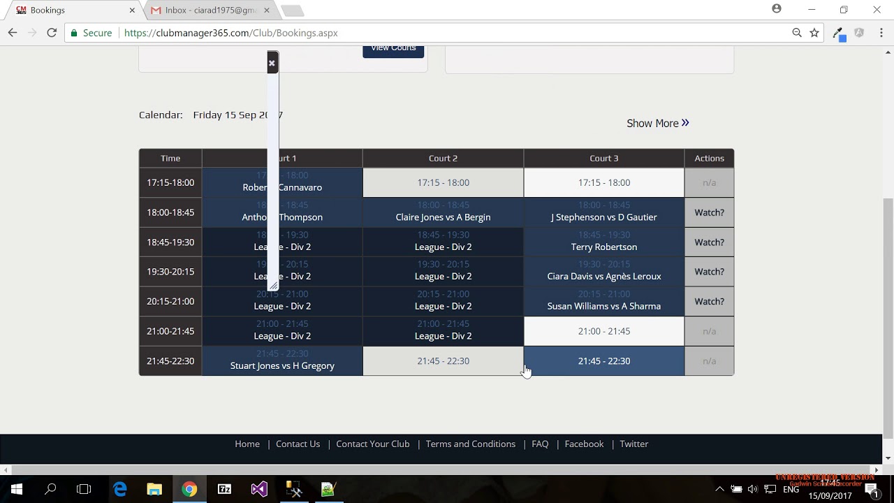 ClubManager365 - Booking System Demo