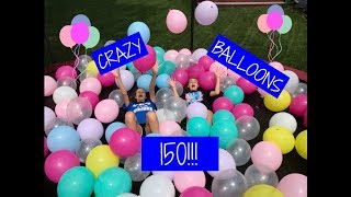 150 BALOONS ON TRAMPOLINE!!//CRAZY!!!