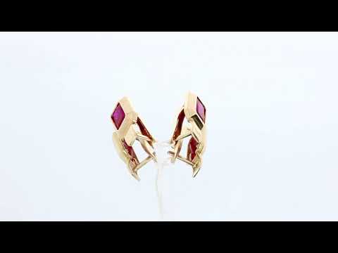 Золотые серьги Гиалит с рубиновым корундом С1336-К Золотые серьги Гиалит с рубиновым корундом С1336-К