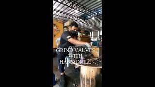 GRIND VALVES WITH HAND DRILL | CYLINDER HEAD VALVES GRIND BY HAND DRILL
