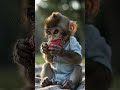 Cute Baby Monkey Eating Strawberry | Adorable Snack Time Fun #babymonkey #cuteanimals #fruit