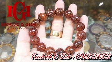 Vòng thạch anh tóc đỏ trong vắt cực nhiều tóc ánh titan rực rỡ size 15mm