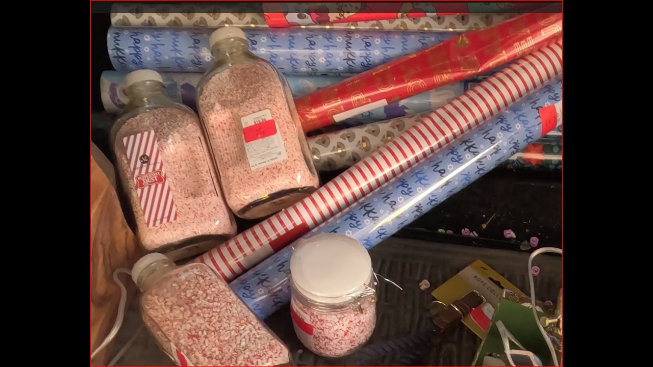 Wrapping Paper Galore!!!  Dumpster diving for paper & peppermint.