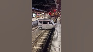 Thumbnail of Unbelievable Train Crash Moment: Car Smashes into Sidewalk, Train Approaching!