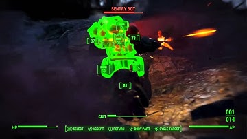 Sentry bot, Mini nuked on Fallout 4 in slow-mo