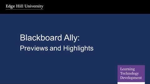 Blackboard Ally - Preview and Highlights update 2019