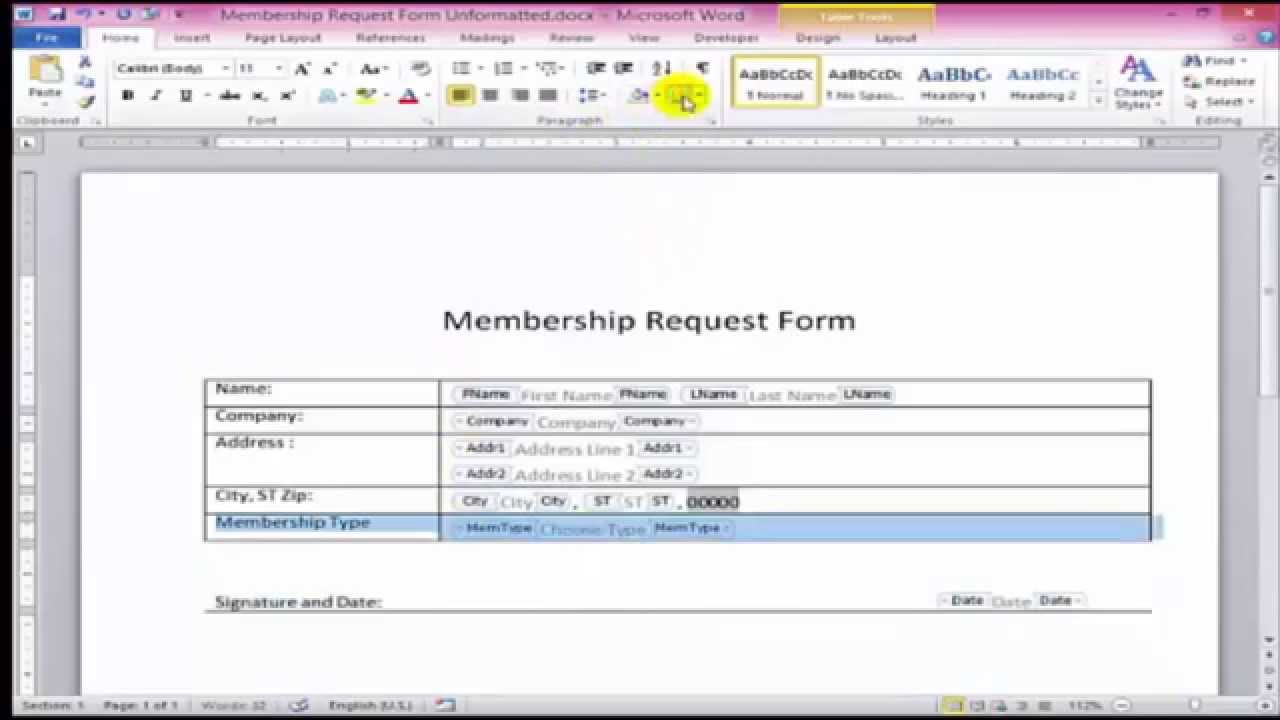 How to create fillable forms in Word With Regard To Creating Word Templates 2013