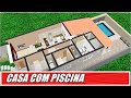 PLANTA 3D COM 3 QUARTOS PISCINA E AREA GOURMET