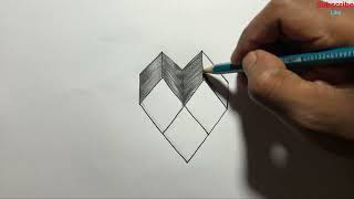 Mind Blowing Geometric Heart drawing for beginners/ Really easy to draw Mind Blowing Geometric Heart