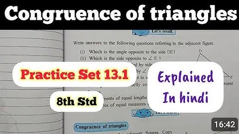 class-8th maths lesson-13.Congruence of triangles practice set-13.1 guys this is my first video 