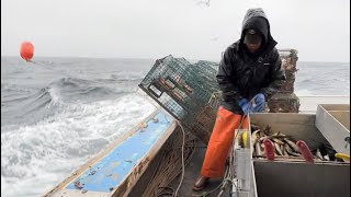 Resetting Maine Lobster Traps in Rough Weather