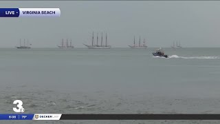 People gather near Lesner Bridge to see Virginia Parade of Sail kick off