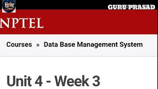 NPTEL DBMS ASSIGNMENT SOLUTION OF WEEK 3 - 2018