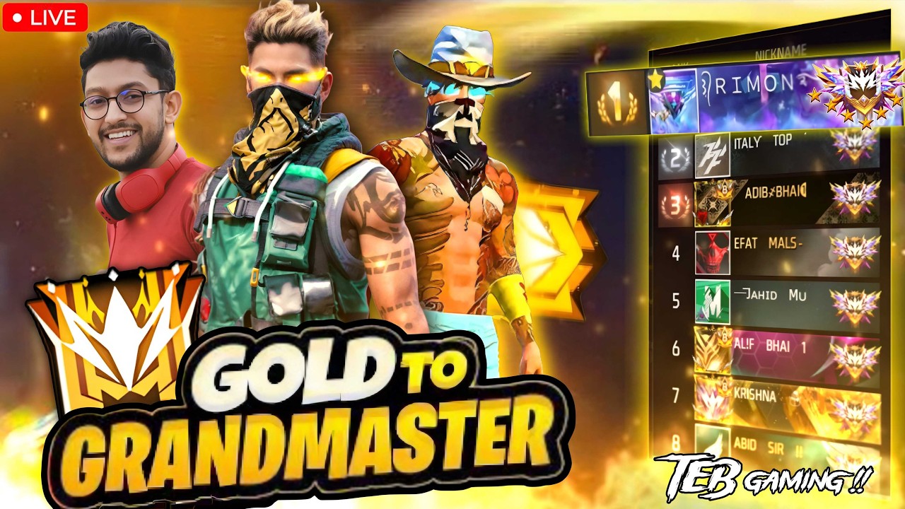 LIVE 🔴 Free Fire Grandmaster Top 1 Rank Push - YouTube