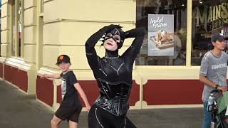 Catwoman Sneaking Through Main Street | Warner Bros Movie World | Bank Robbery